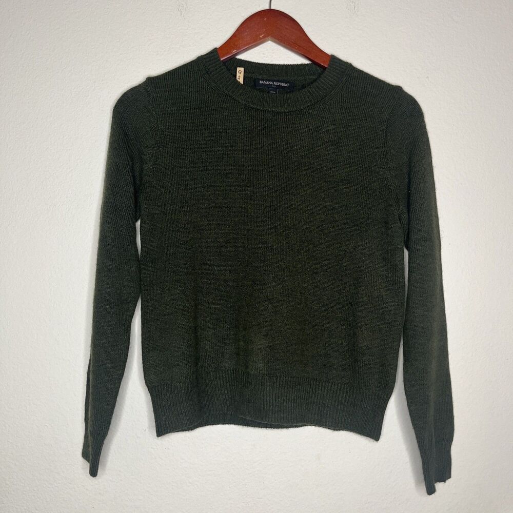 Banana Republic Forest Green Knit Crew Neck Long Sleeve Pullover Sweater P XXS